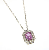 Candy 18K White Gold Necklace w. Diamonds & Pink Sapphire