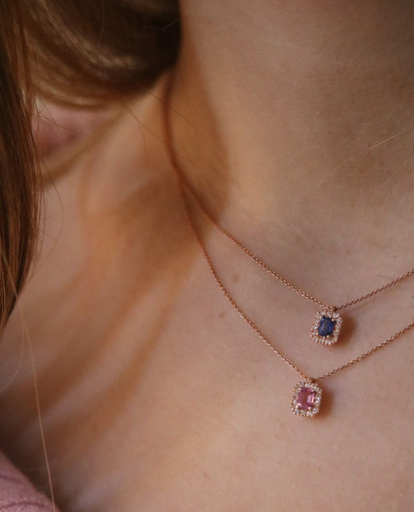 Candy 18K White Gold Necklace w. Diamonds & Orange Sapphire