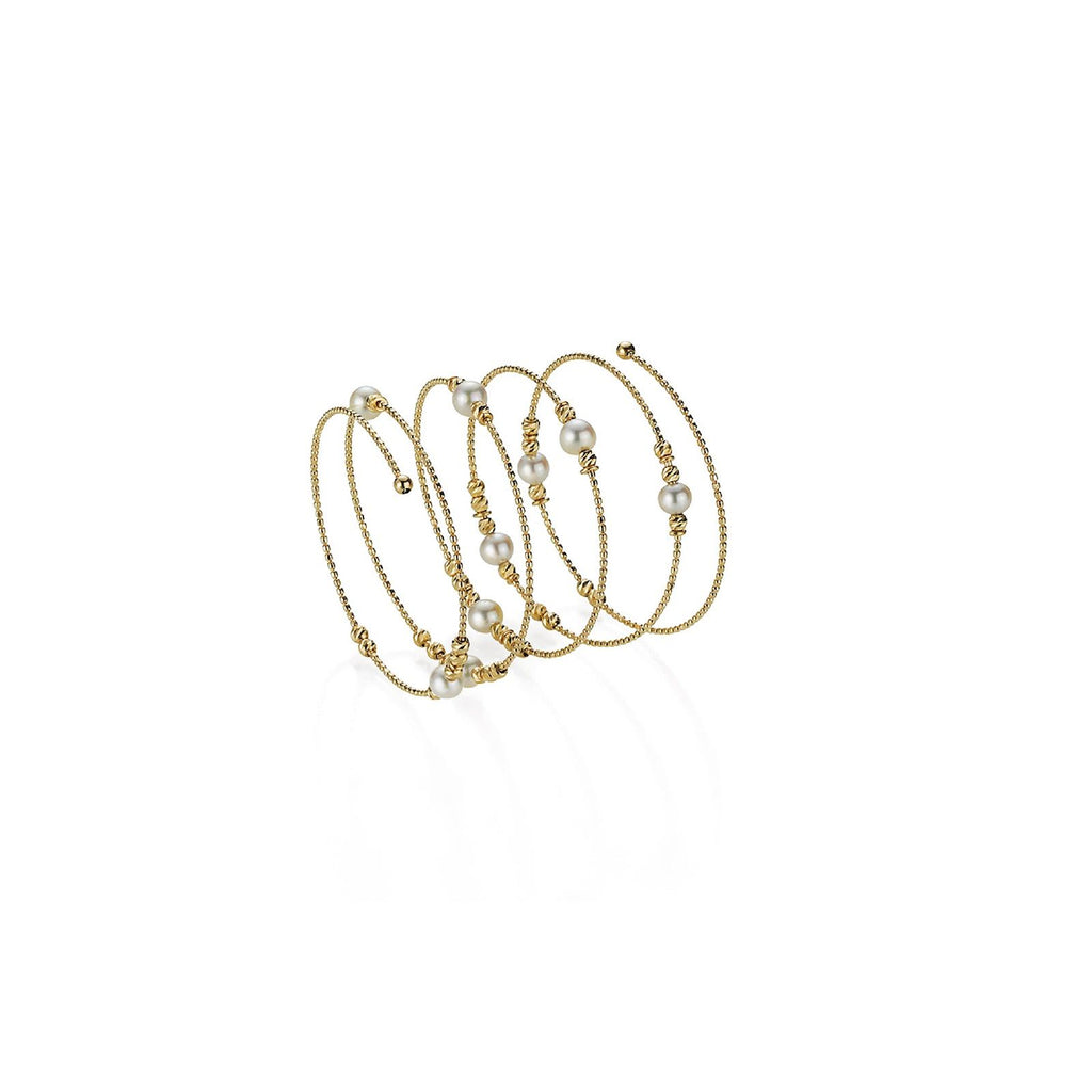 Wrap 18K Gold Bracelet w. Akoya Pearls