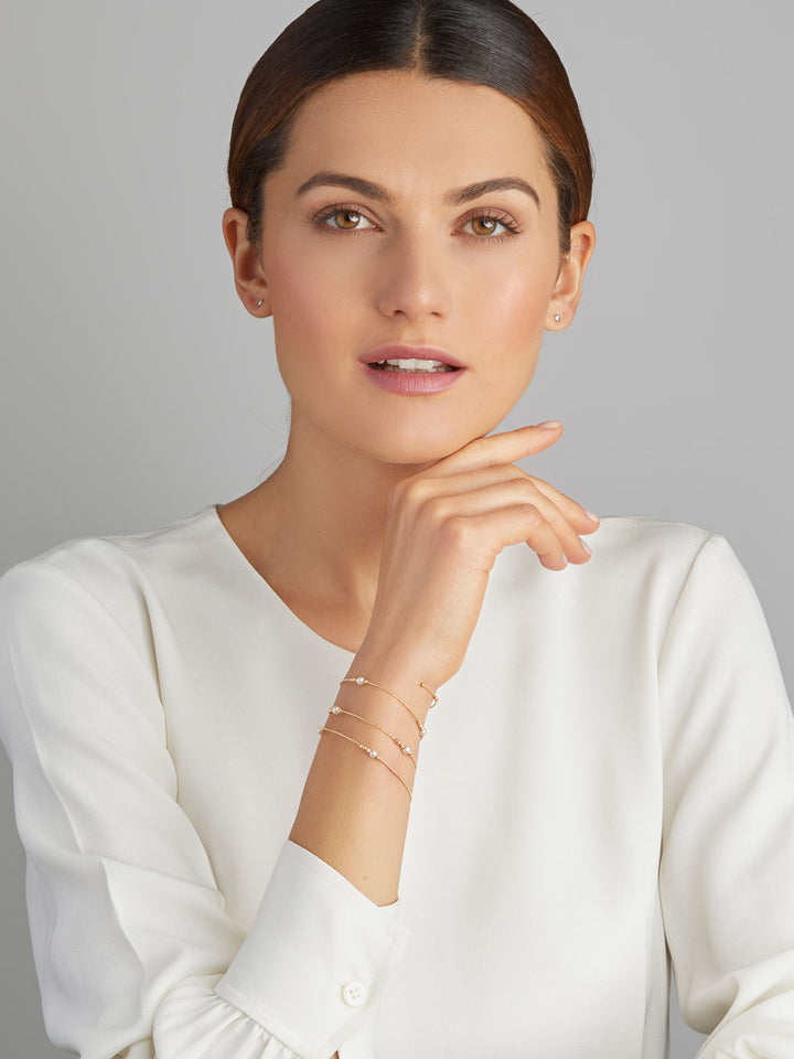 Wrap 18K Gold Bracelet w. Akoya Pearls