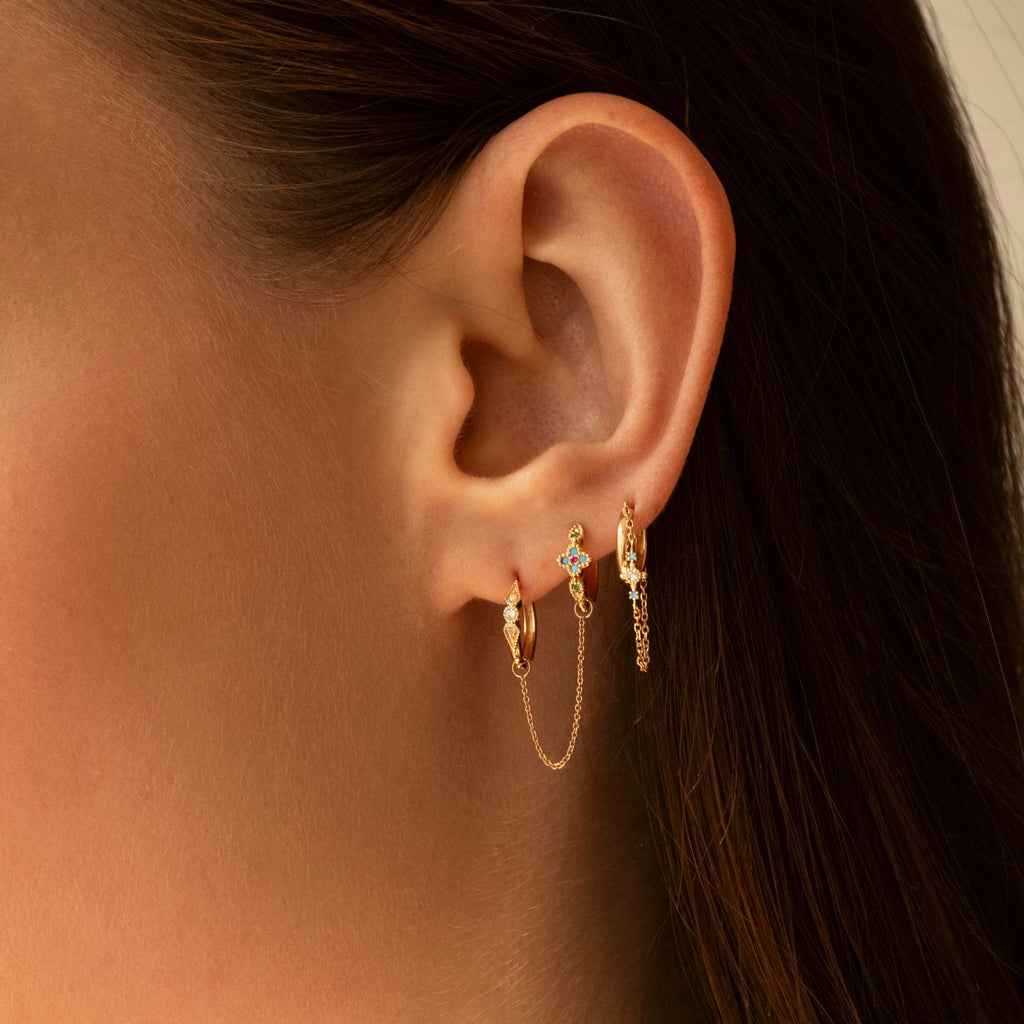 7 Cm 18K Gold Earring Chain