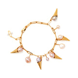 Ice Cream Charms Gold Plated Bracelet w. Pearls