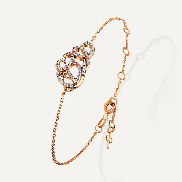 Allusia Love Detailed 18K Rosegold Bracelet w. Diamonds