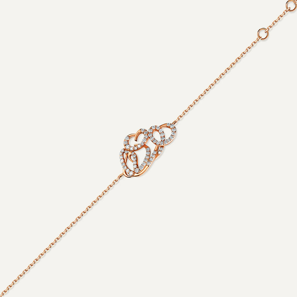 Allusia Love Detailed 18K Rosegold Bracelet w. Diamonds