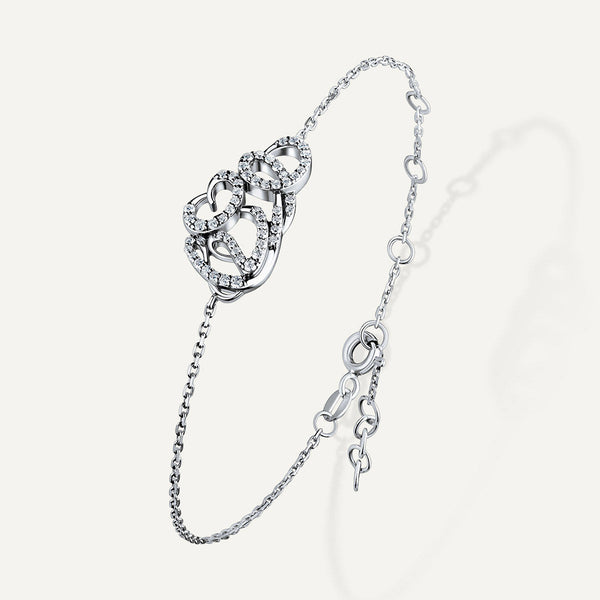 Allusia Love Detailed 18K Whitegold Bracelet w. Diamonds