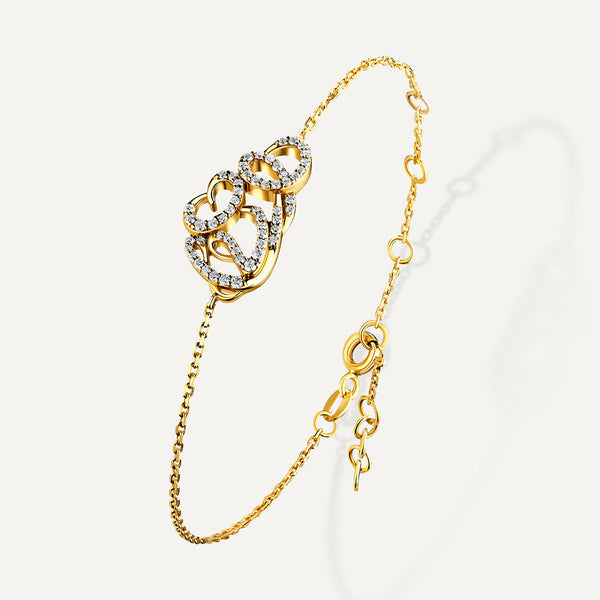 Allusia Love Detailed 18K Gold Bracelet w. Diamonds