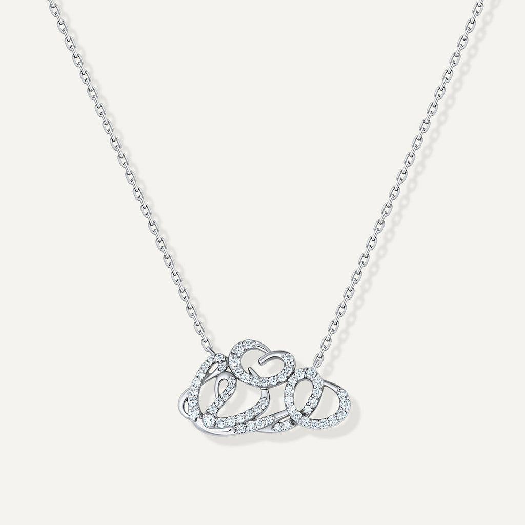 Allusia Love Detailed 18K Whitegold Necklace w. Diamonds