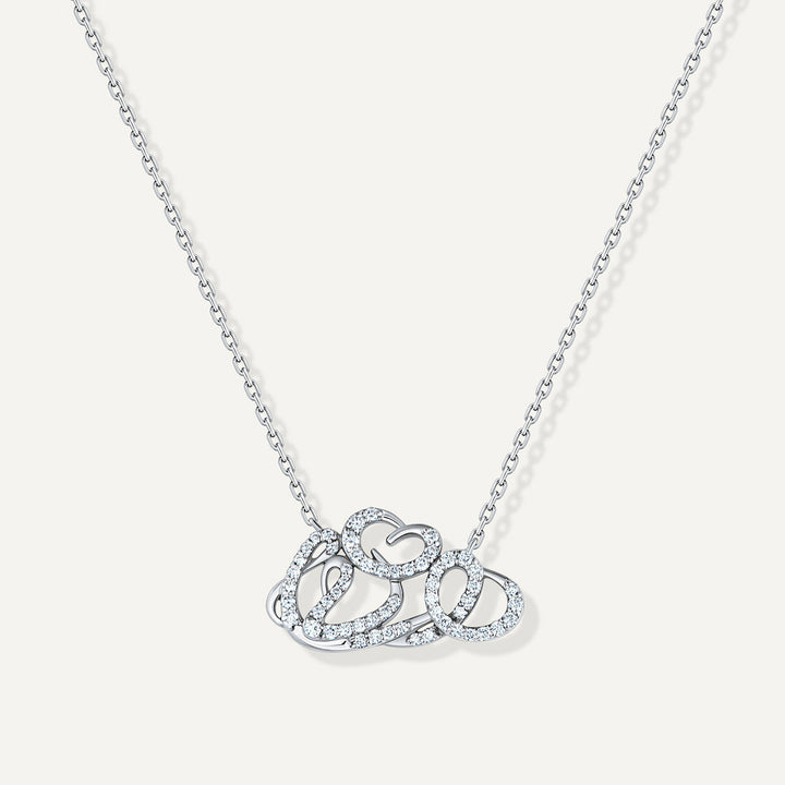 Allusia Love Detailed 18K Whitegold Necklace w. Diamonds