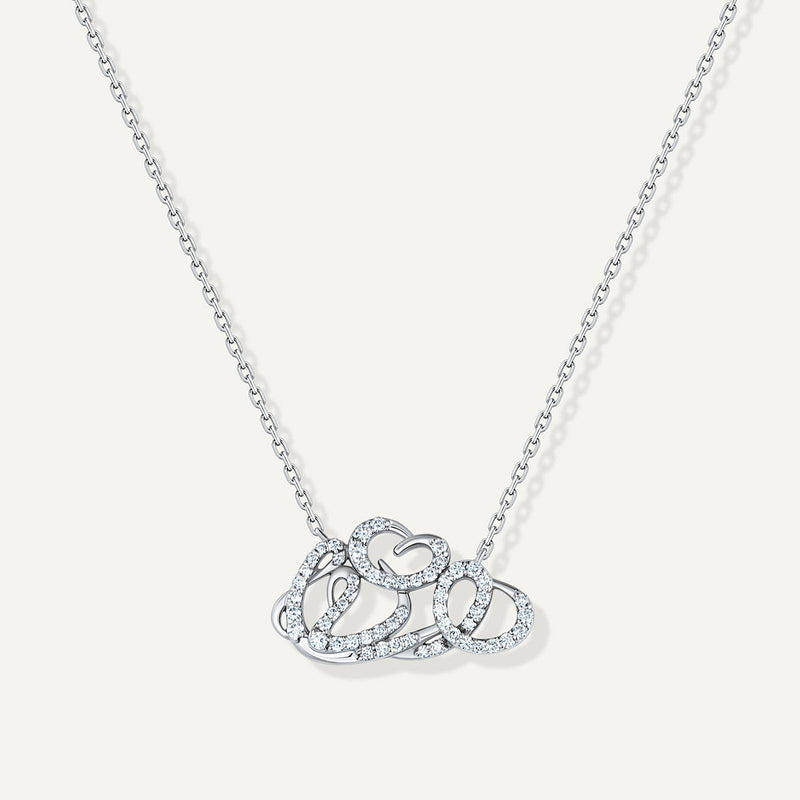 Allusia Love Detailed 18K Whitegold Necklace w. Diamonds