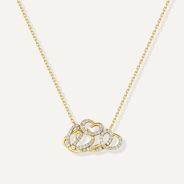 Allusia Love Detailed 18K Gold Necklace w. Diamonds