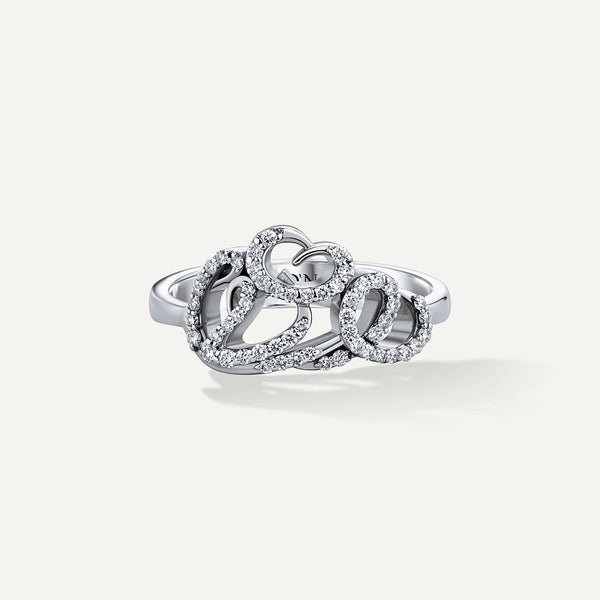 Allusia Love Detailed 18K Hvidguld Ring m. Diamanter