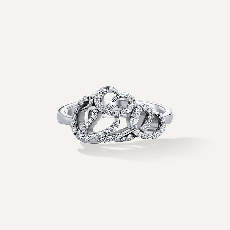 Allusia Love Detailed 18K Whitegold Ring w. Diamonds