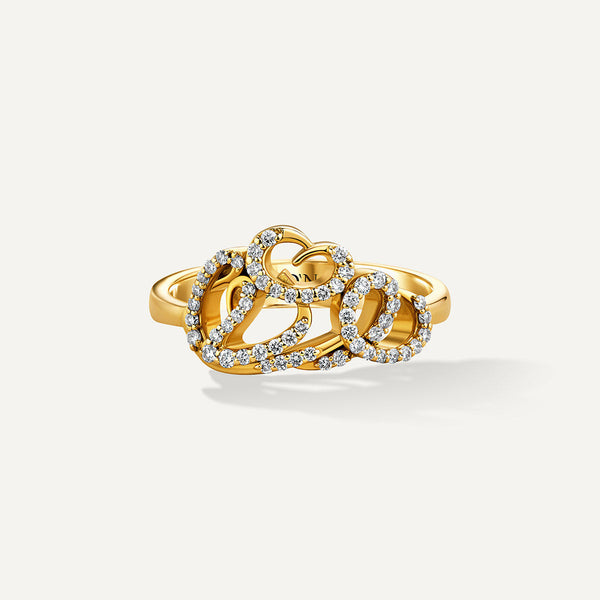 Allusia Love Detailed 18K Gold Ring w. Diamonds