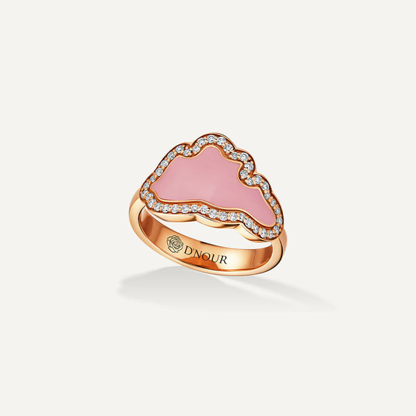 Allusia Love Pink Emalje 18K Rosaguld Ring m. Diamanter