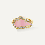 Allusia Love Pink Enamel 18K Gold Ring w. Diamonds