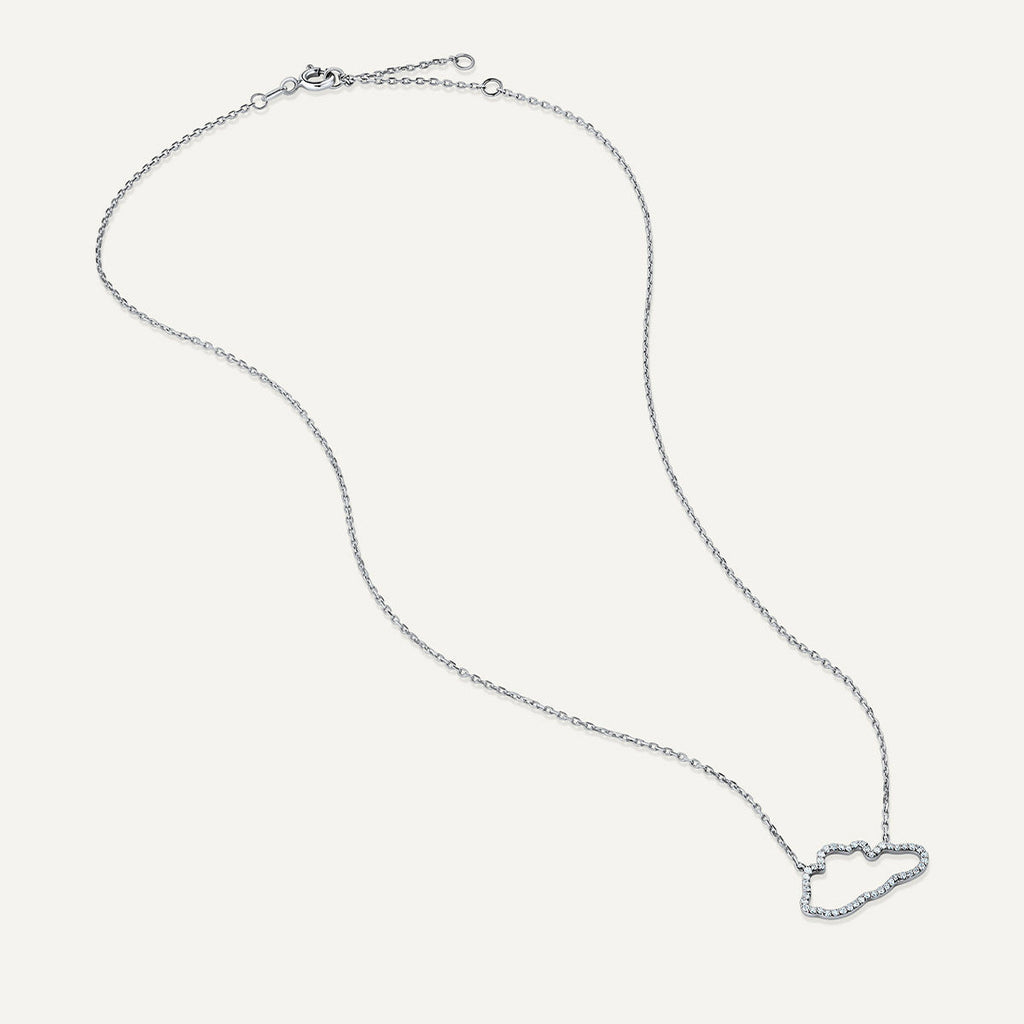 Allusia Liebe akzentuiert 18k Whitegold Halskette w. Diamanten