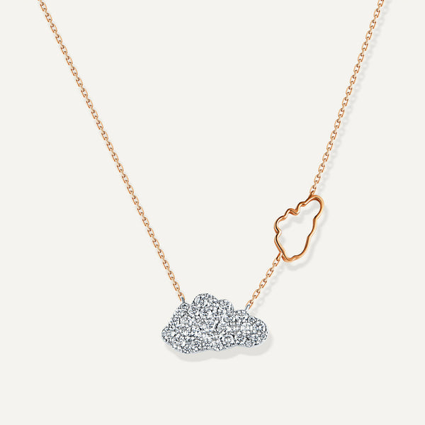 Allusia Love Double Cloud 18K Rosegold Necklace w. Diamonds