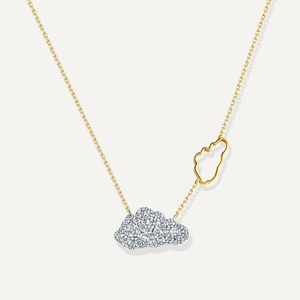 Allusia Love Double Cloud 18K Gold Necklace w. Diamonds