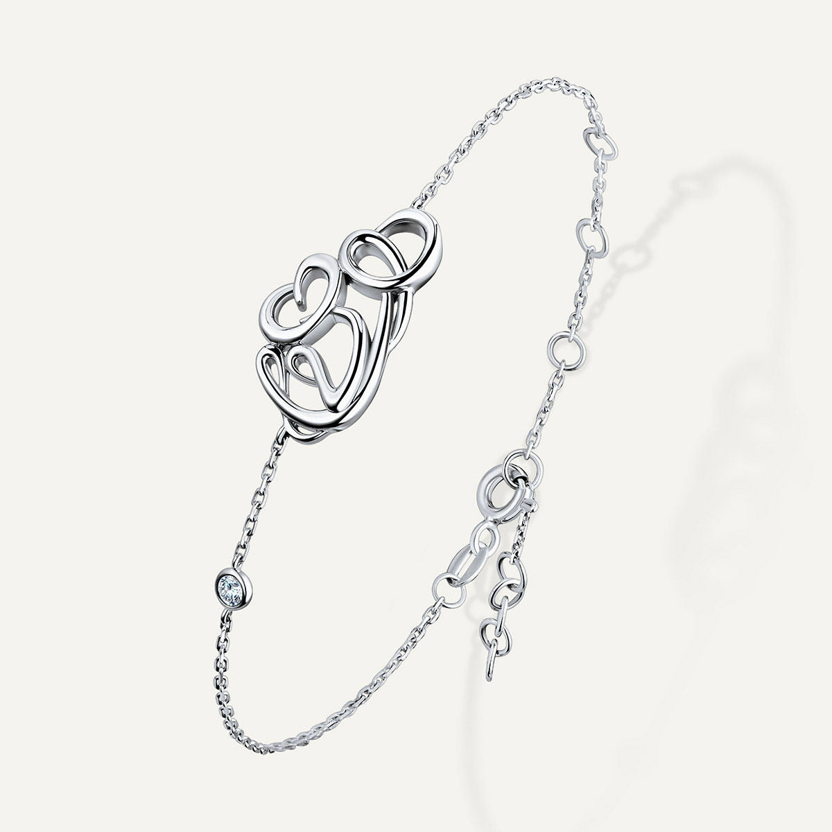 Allusia Liebe detailliert 18K Whitegold Armband w. Diamant