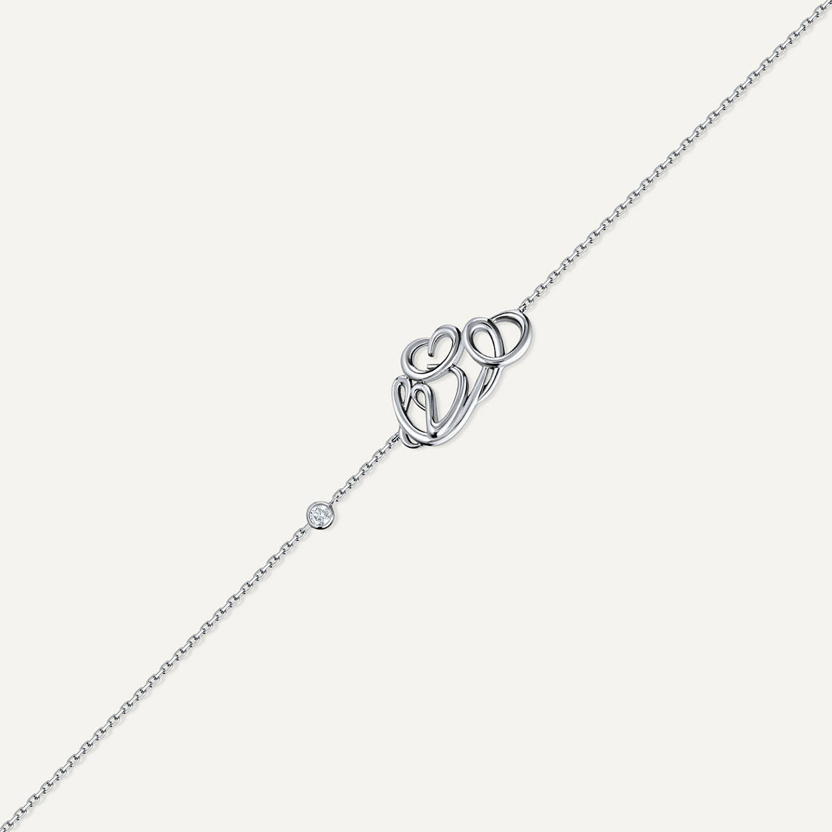 Allusia Liebe detailliert 18K Whitegold Armband w. Diamant