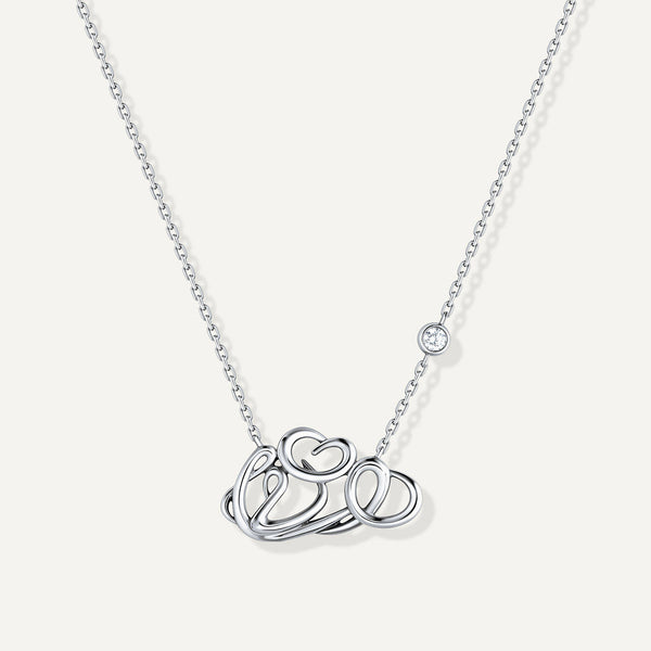 Allusia Love Detailed 18K Whitegold Necklace w. Diamond