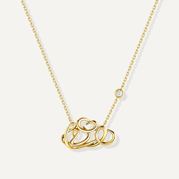 Allusia Love Detailed 18K Gold Necklace w. Diamond