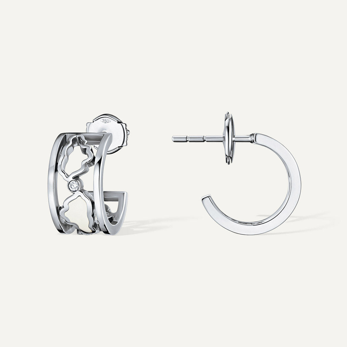 Allusia Love Enamel 18K Whitegold Earrings w. Diamonds