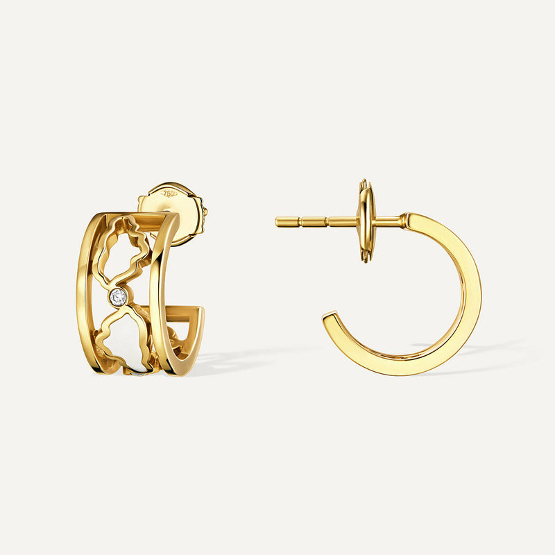 Allusia Love Enamel 18K Gold Earrings w. Diamonds