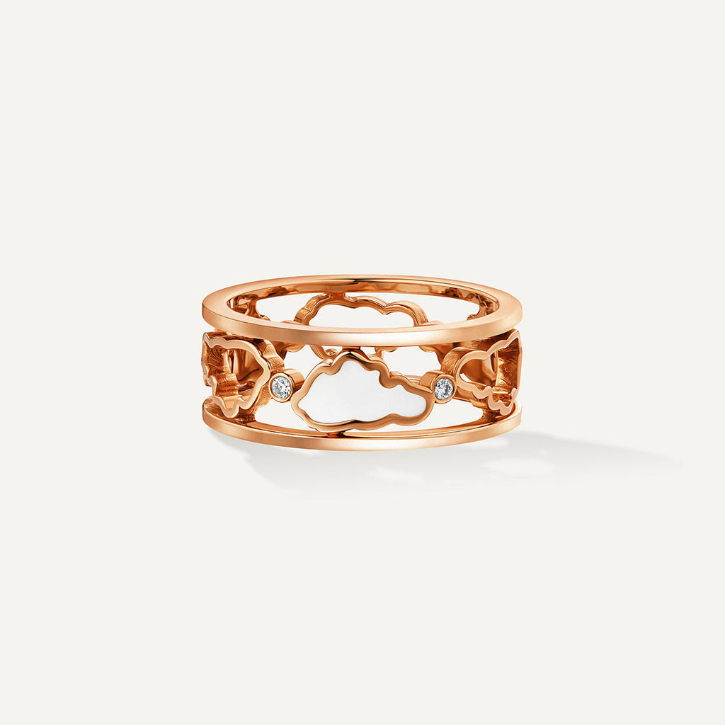 Allusia Love Enamel Band 18K Rosegold Ring w. Diamonds