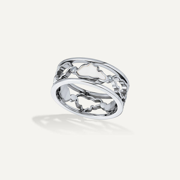 Allusia Love Emalje 18K Hvidguld Ring m. Diamanter