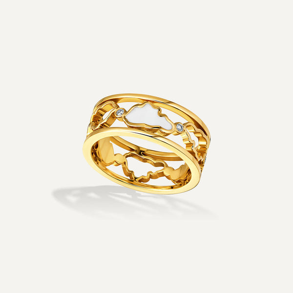Allusia Love Emalje 18K Guld Ring m. Diamanter