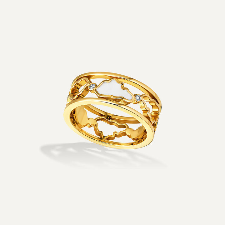 Allusia Love Enamel Band 18K Gold Ring w. Diamonds