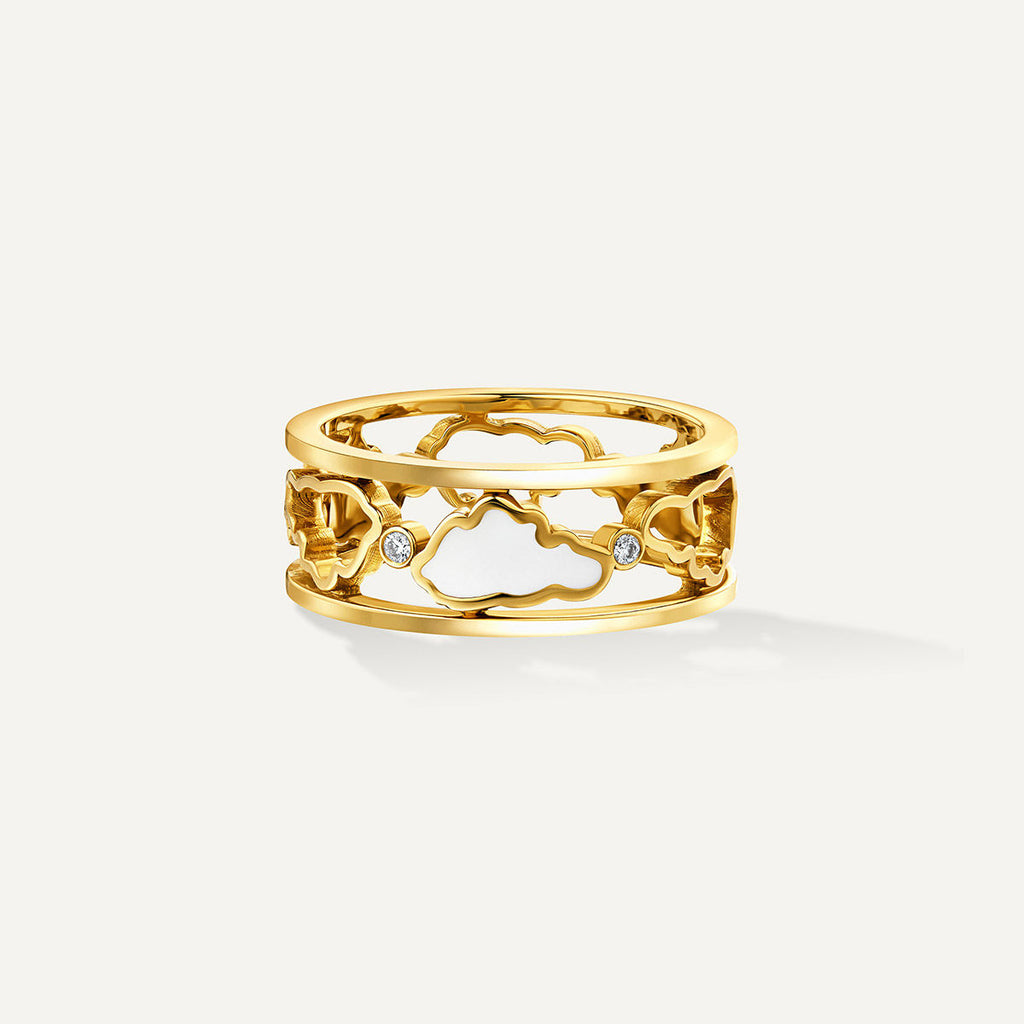 Allusia Love Enamel Band 18K Gold Ring w. Diamonds