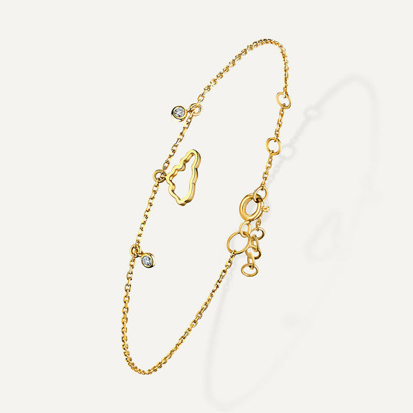 Allusia Love Mini Cloud 18K Gold Bracelet w. Diamonds