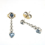 Bubble 18K White Gold Earrings w. Diamonds & Blue Sapphire