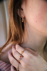 Bubble 18K Rose Gold Earrings w. Diamonds & Green Sapphire