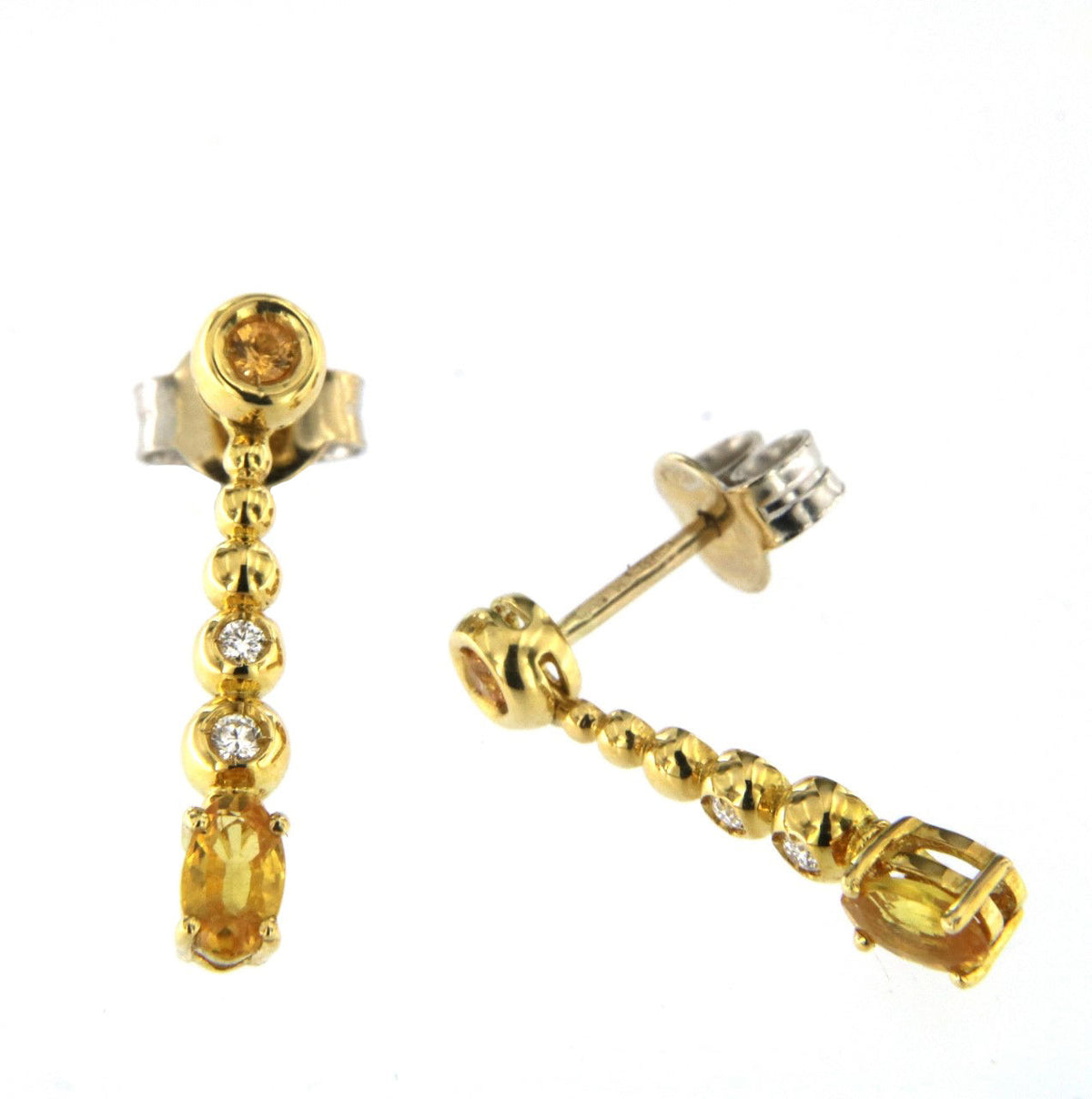 Bubble 18K Gold Ohrringe w. Diamanten & gelber Saphir