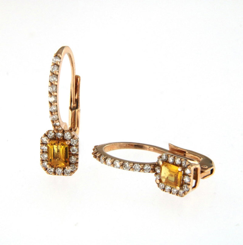 Candy 18K Rose Gold Earrings w. Diamonds & Orange Sapphire