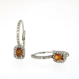 Candy 18K White Gold Earrings w. Diamonds & Orange Sapphire