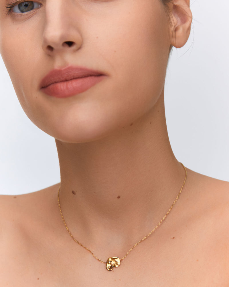 Lucky Elephant 18K Gold Necklace w. Lab-Grown Diamonds