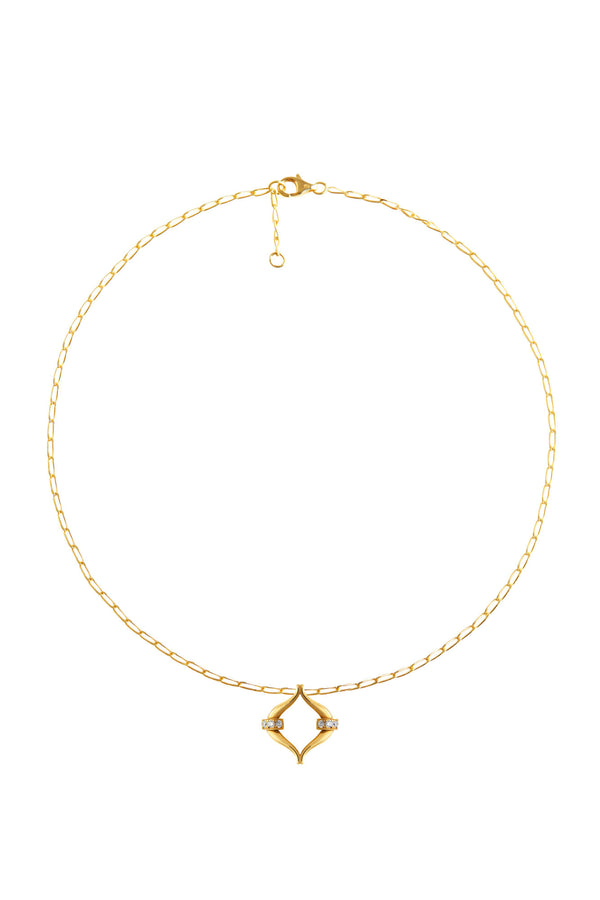 Eboris Link Paved 18K Gold Necklace w. Lab-Grown Diamonds