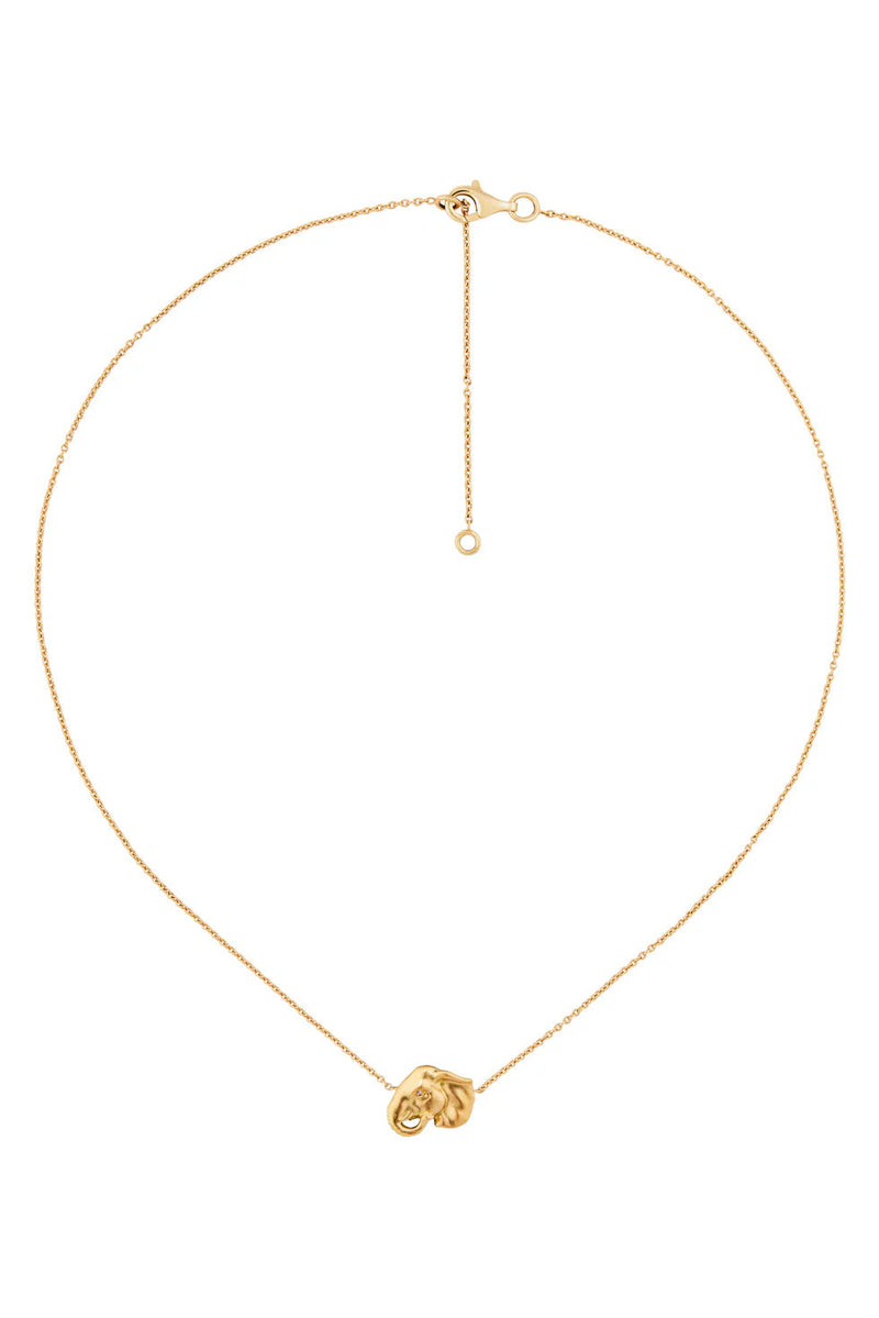 Lucky Elephant 18K Gold Necklace w. Lab-Grown Diamonds