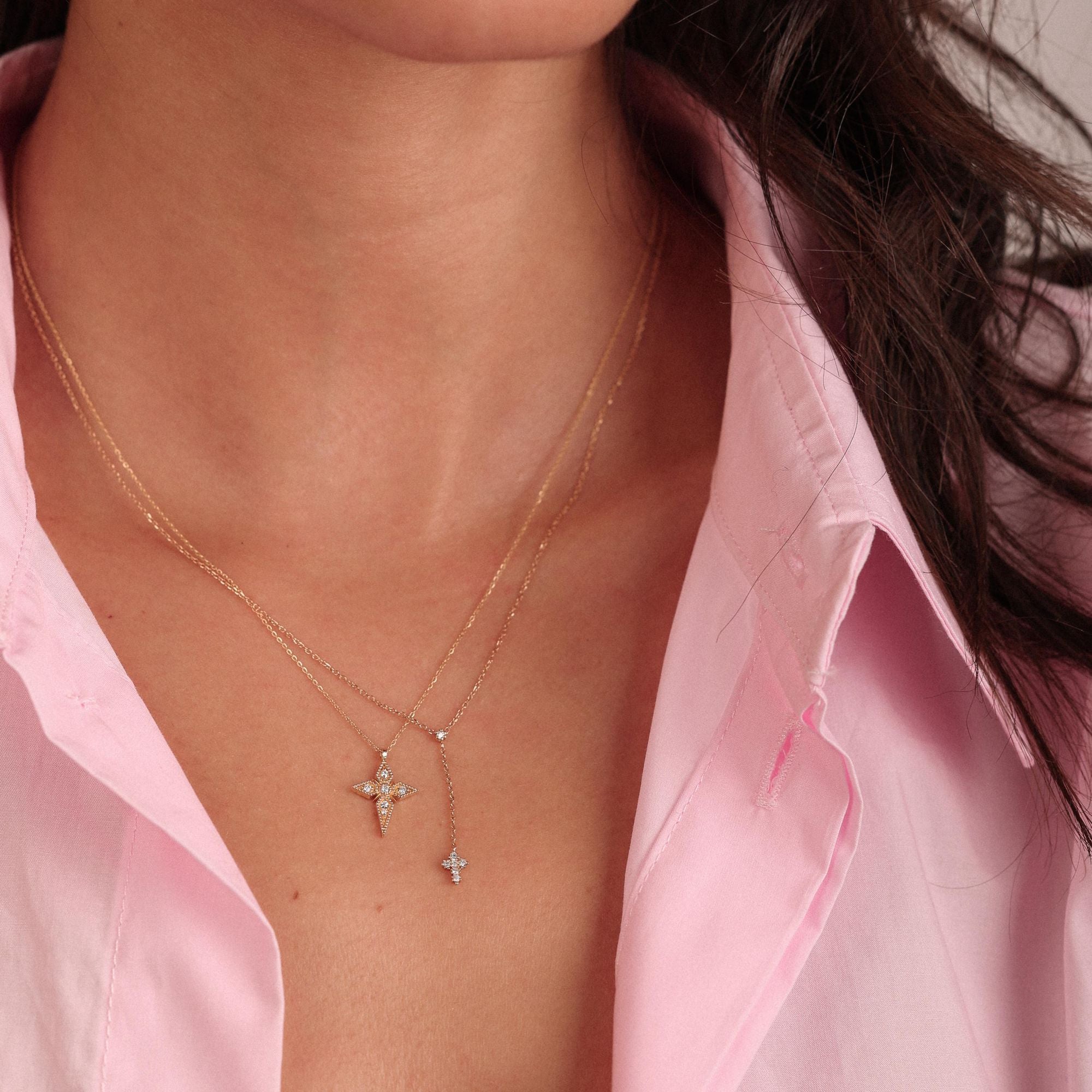 Ewigkeit 18k Gold Halskette w. Diamanten