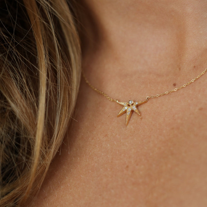 Half-Star Janis 18K Gold Necklace w. Diamonds