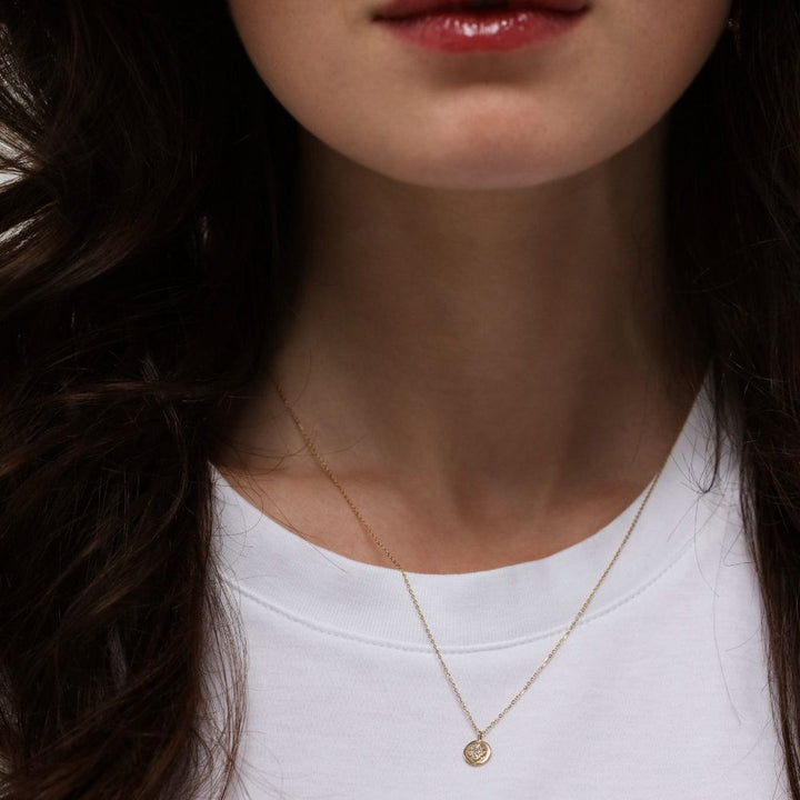 Nina Mini 18K Gold Necklace w. Diamonds