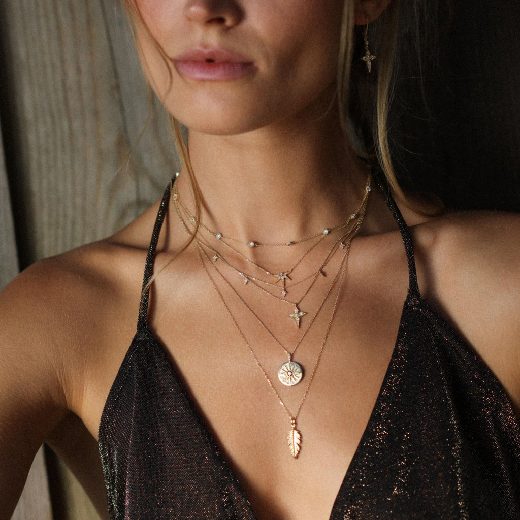 Stella Sun 18K Gold Necklace w. Diamonds
