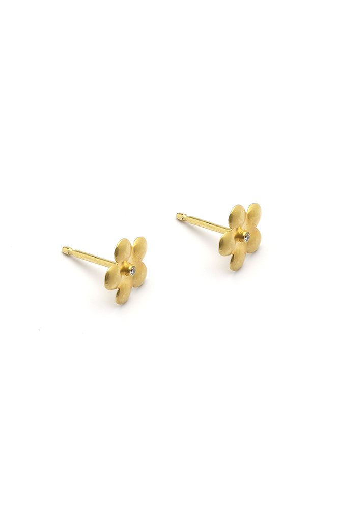 Forget Me Not 18K Gold Studs w. Diamond