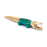 Alligator Bite 18K Gold Earring w. Malachite