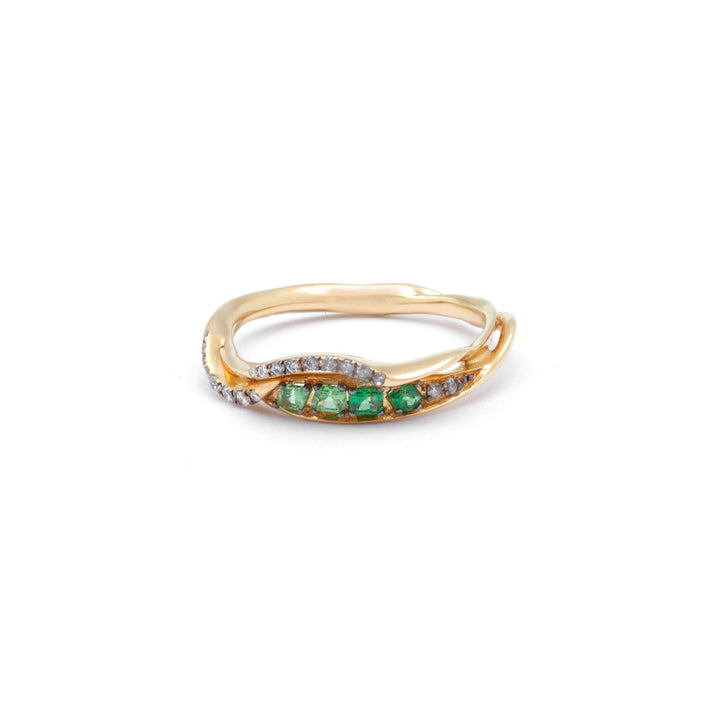 Inhale Stackable 18K Gold Ring w. Tsavorites