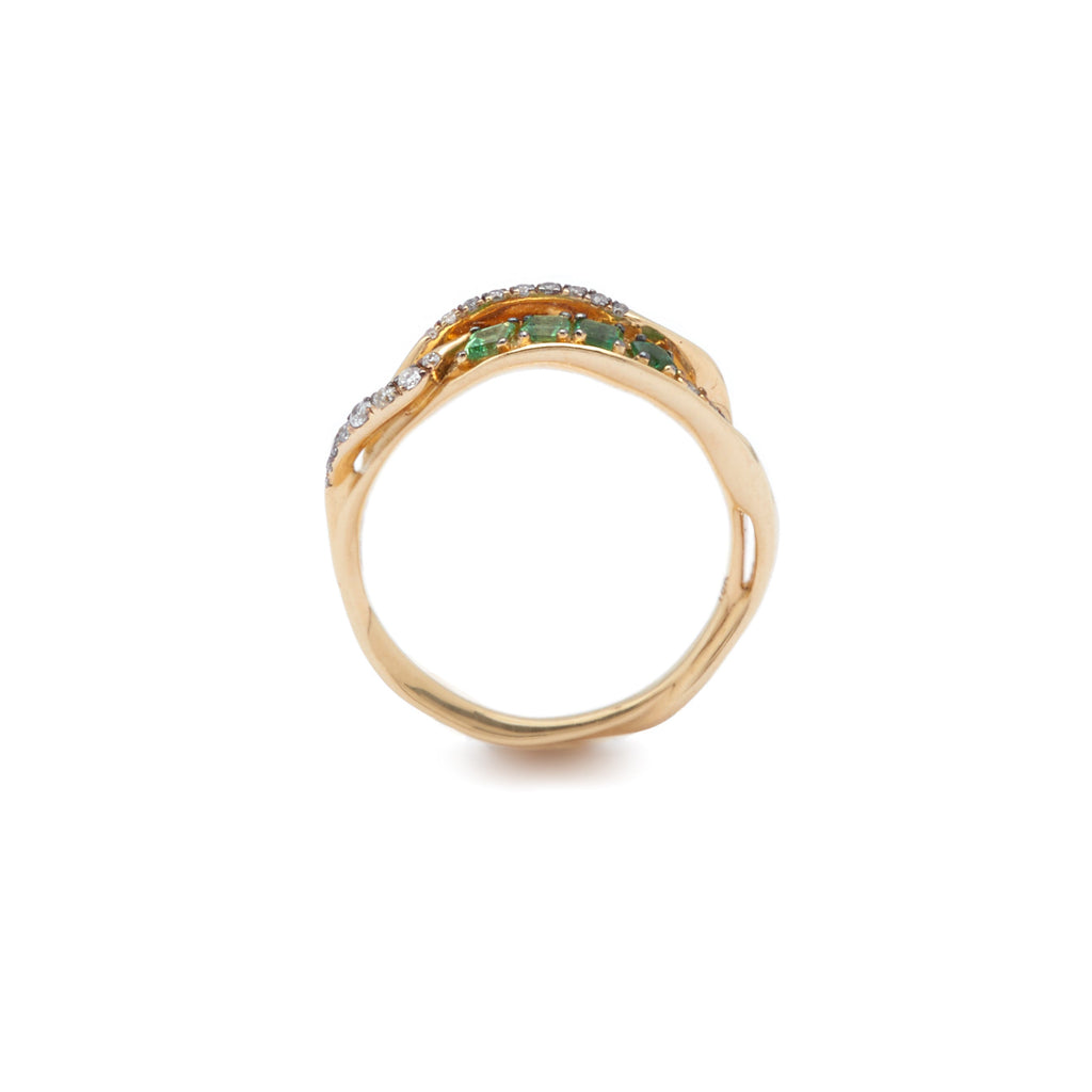 Exhale Stackable 18K Guld Ring m. Tsavorit